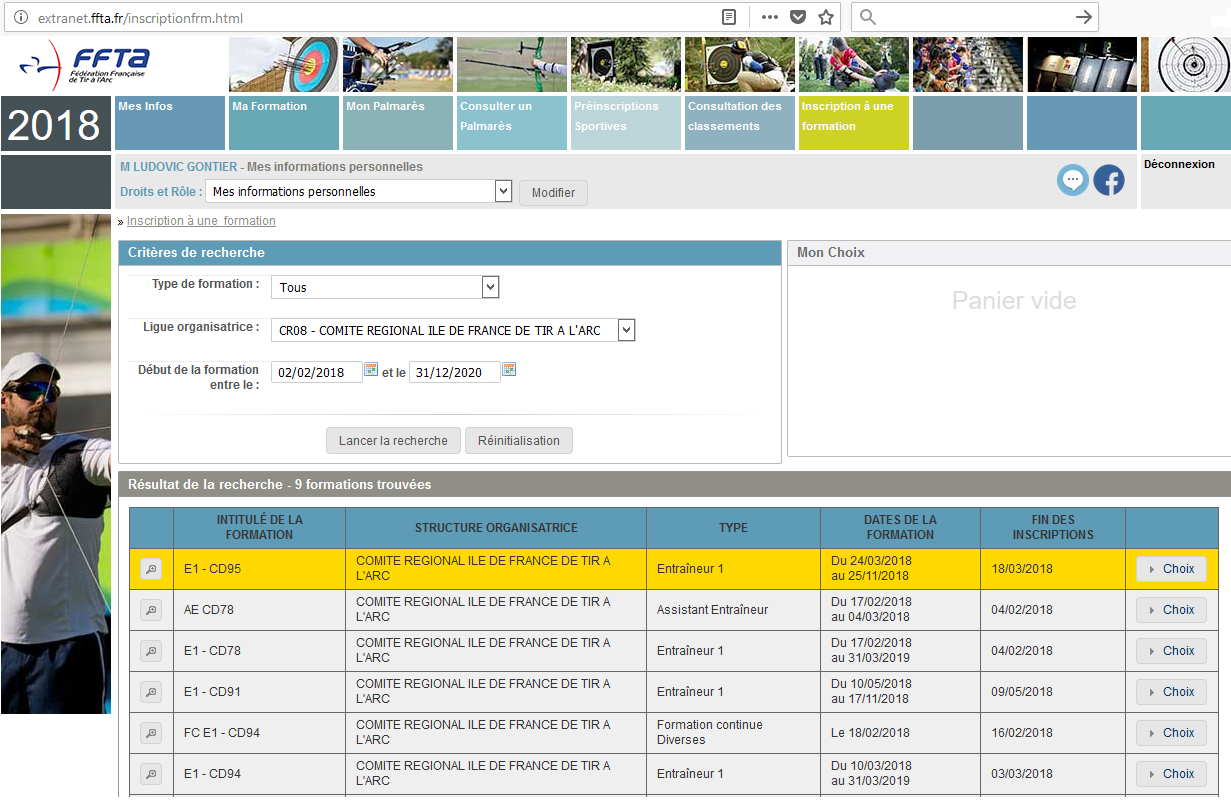 Inscription E1 Extranet Fédéral